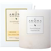 Aroma Naturals Patchouli and Frankincense Essential Oil White Scented Pillar Candle, Meditation, 3 inch x 3.5 inch