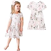 Posh Peanut Girls Dresses – Soft Toddler Twirl Dress Made with Viscose from Bamboo – Fall, Spring, Summer Dresses for Girls