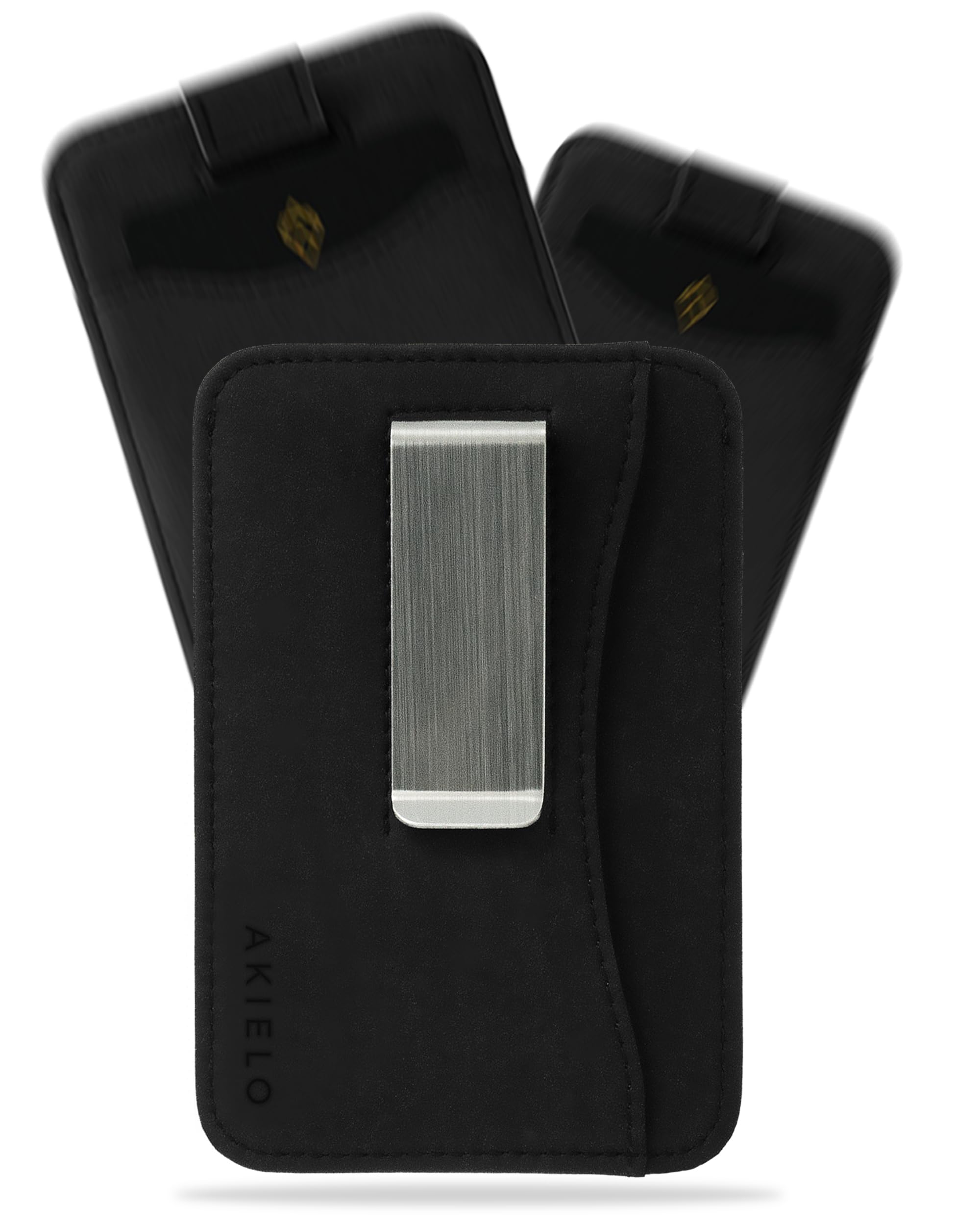 AKIELO RFID Blocking Card Holder with Money Clip and Gift Box – Compact and Slim Wallet – Minimalist Card Wallet (Charlie - Black Clip Edition)
