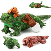 Lenwen 5 Pcs Bearded Dragon Stuffed Animal 4 Mini Lizards 26 Inch,Green | Monitor Lizard Stuffed Animal with 4 Baby Lizards, Stuffed Komodo Dragon Plush for Boy Girl Birthday Gift Pet Party Favor