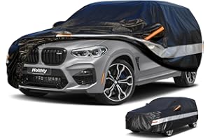 Holthly 10 Capas Transpirable Funda de Carro,100% Cubierta de Funda Impermeable Coche，Funda para Automovil Anti-UV al Polvo L