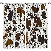 JESTRONRY Brown Cowhide Print Window Curtain for Kids Teens Bedroom Decor,Cute Farmhouse Animals Theme Cow Fur Window Treatment Curtain 42x45 Inch Decor