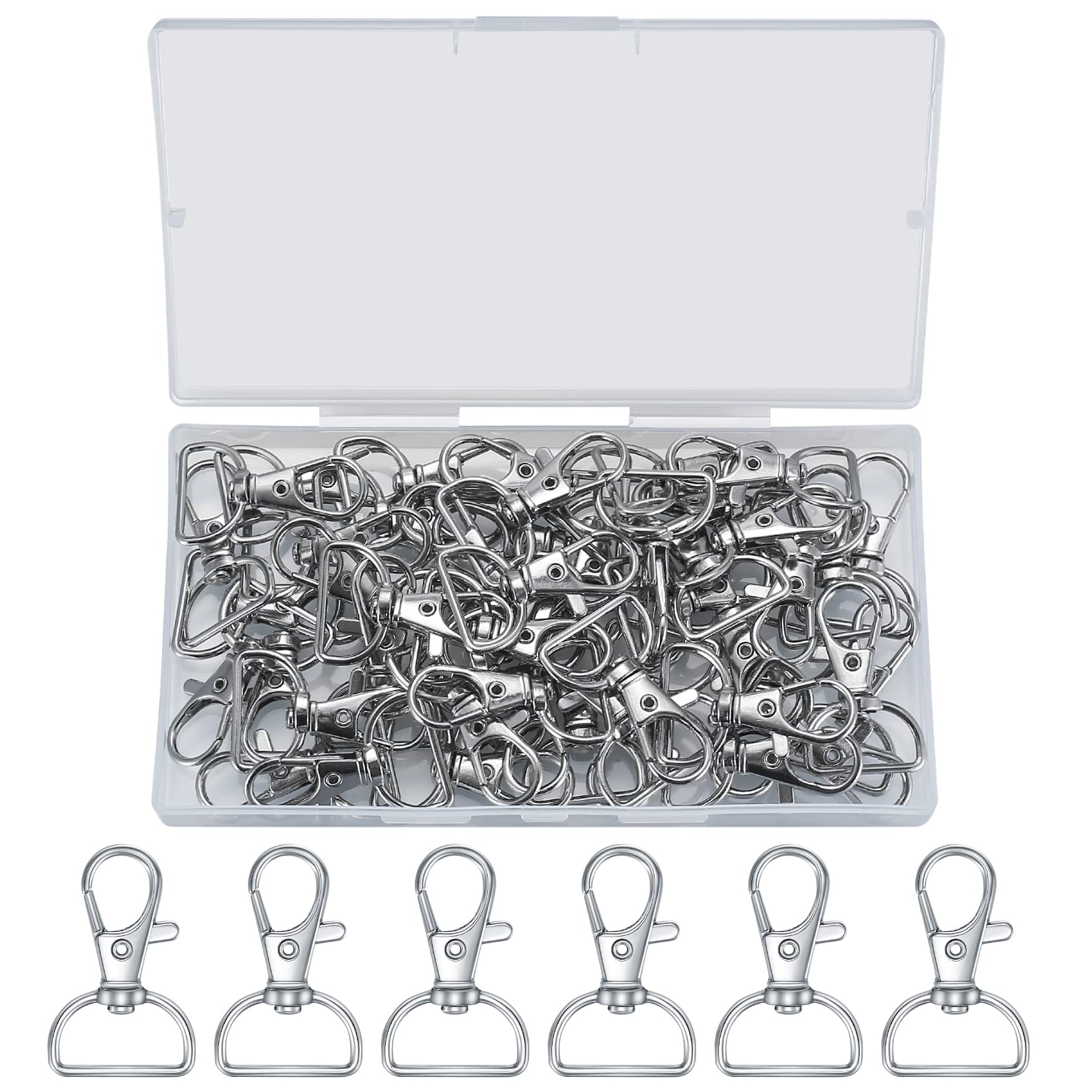 50 Pcs Swivel Clasps Clips, Key Chain Hooks with D Ring, Lobster Clasps Swivel Trigger Snap Hooks, Swivel Snap D Ring Keychain Hooks, for Lanyard Handbag DIY Craft Puppy Chains Hardware