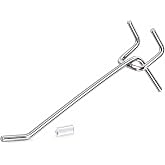 KINOMI 30 Pieces 4 Inch Silver Pegboard Hooks Pegs Pegboard Accessories for 1/4 in and 1/8 in Peg Boards in Garages, Tool Sheds, Basements etc.