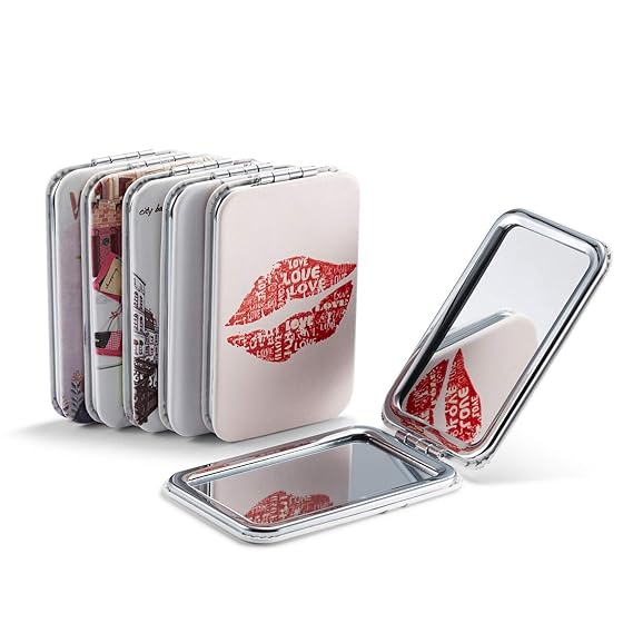 COMPACT MIRROR BULK, Pocket Size PU Mirrors All in Different Embossed