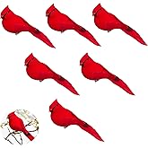 YATOJUZI 6pcs Cardinal Decor, 5.5" Large Red Cardinals Clip On Birds Cardinal Ornaments for Christmas Tree Decorations Bird Christmas Decorations for Wreaths Table Centerpieces DIY Crafts