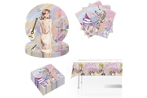 41Pcs Taylor Party Supplies include 20 plates, 20 napkins 1 Tablecloth for the Taylor Birthday Party Decoration