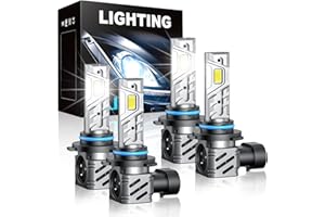 RCJ 9005/HB3 9006/HB4 Fog Light Bulbs Combo, 2025 Updated 35000LM 6000K Cool White with Fan, Plug-N-Play, Pack of 4