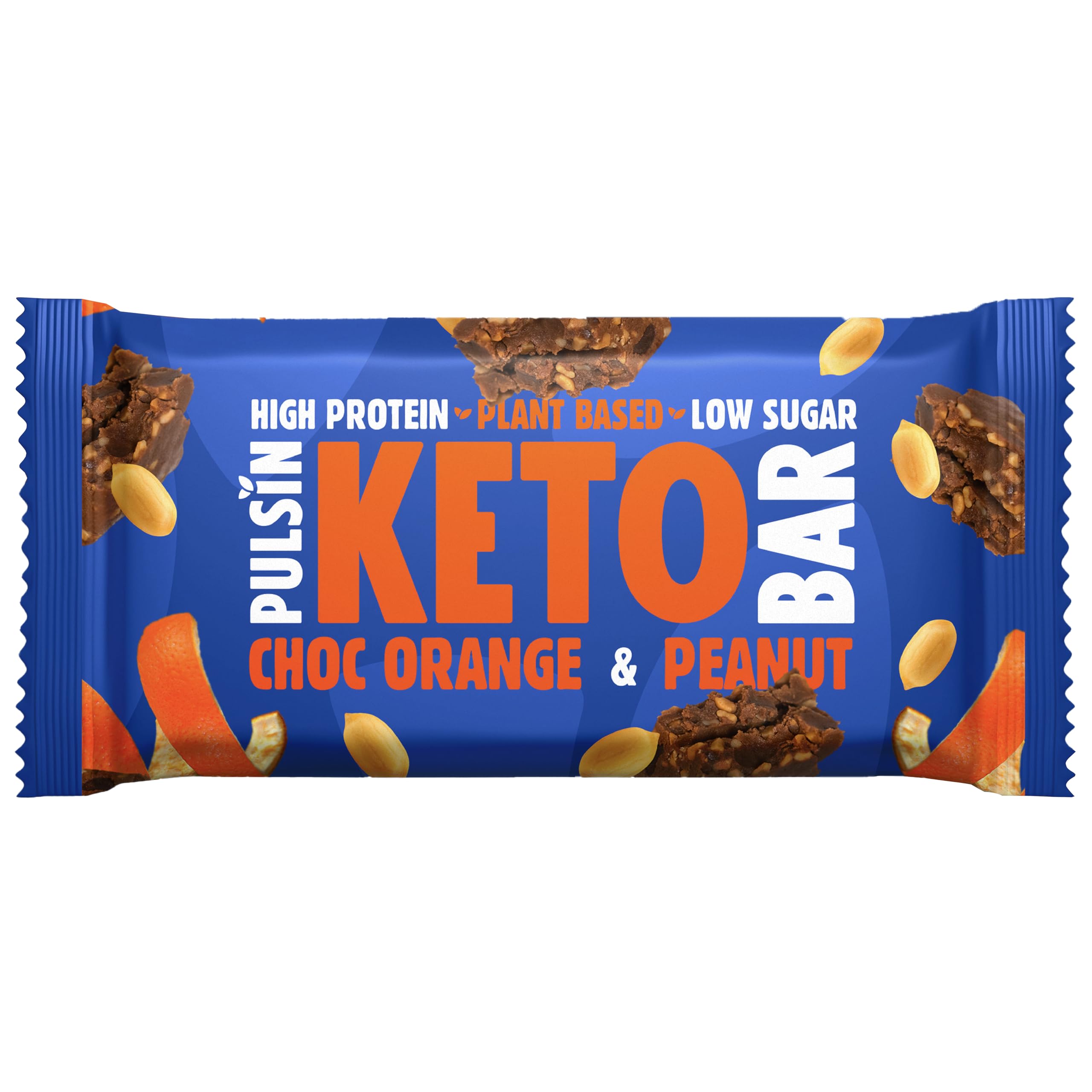 Pulsin - Keto Protein Bars - Orange Choc Chip - 50g x18 - 12.7g Protein, 9.3g Fibre, 8.5g Carbs Per Serving - Gluten, Palm Oil & Dairy Free