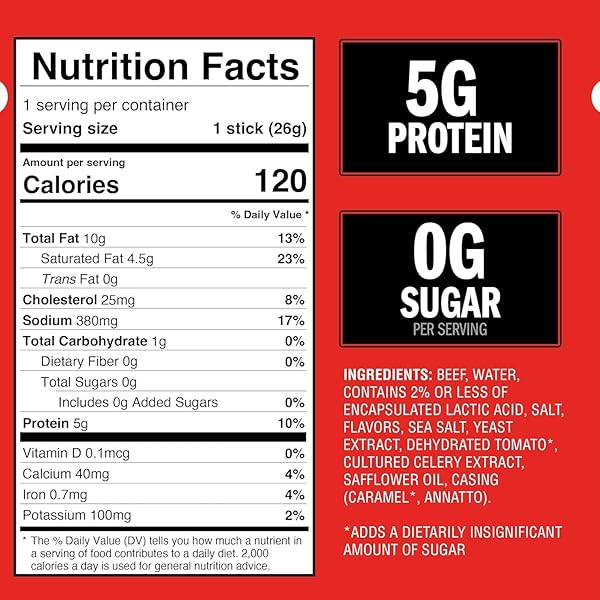JACK LINK’S ORIGINAL ZERO SUGAR BEEF STICKS – (20 PACK) 0.92 OZ MEAT STICKS – READY TO EAT PROTEIN SNACKS – 5G PROTEIN PER SERVING – MADE WITH 100% REAL BEEF