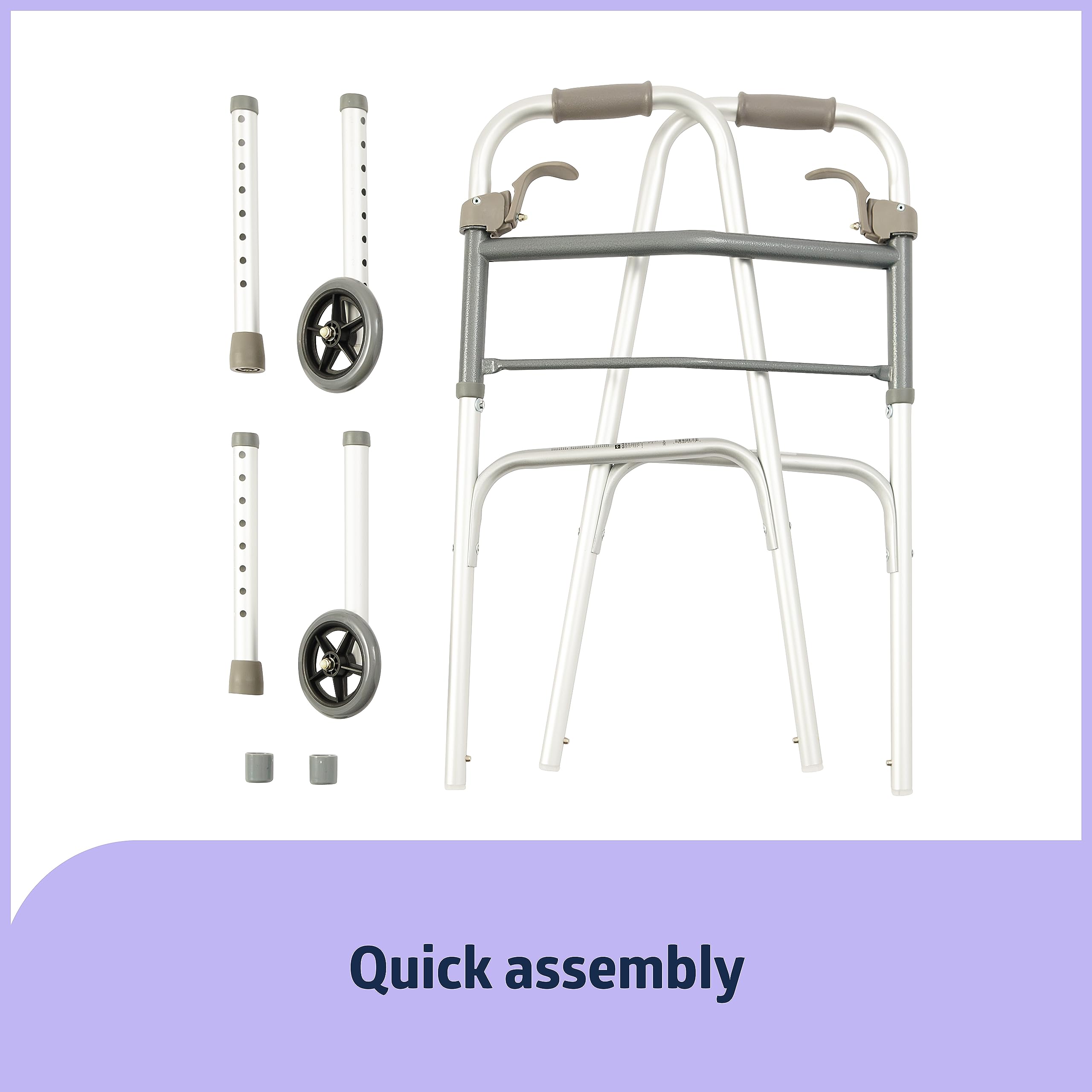 Medline Folding Paddle Walker – Comfortable, Maneuverable, for Injury, Moderate Weight Support Suited for Adults & Seniors