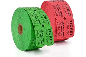 L LIKED 4000Pcs （2000 Pairs） Raffle Tickets Double Roll，50/50 Stub Tickets with Consecutive Numbers for Events,Carnivals, Entry, Class Reward, Prizes - Green and Red