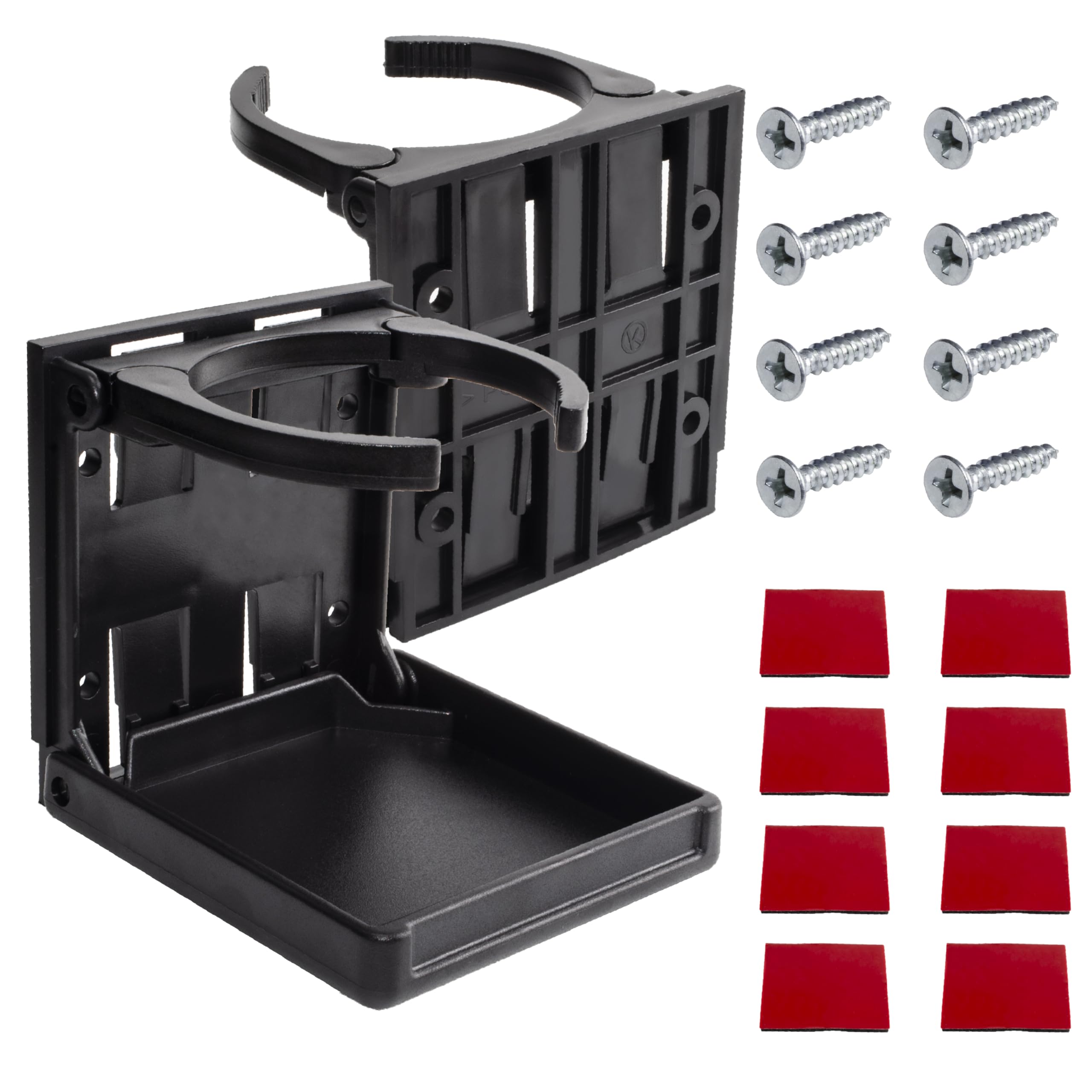 Photo 1 of 2PCS Boat Cup Holder, Adjustable Folding Drink Holder, Universal Cup Holders for Car, Truck, RV, Boat, Caravans, Drink Holder for Mugs, Bottles, Cans, with Screws and Tapes, Black