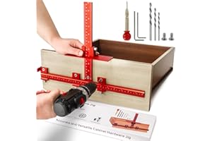 DOCXCDO Aluminum Cabinet Hardware Jig Tool for Handles Pulls Knobs, Cabinet Pull Jig with Automatic Center Punch, Hardware Template for Door Drawer Handles Installation