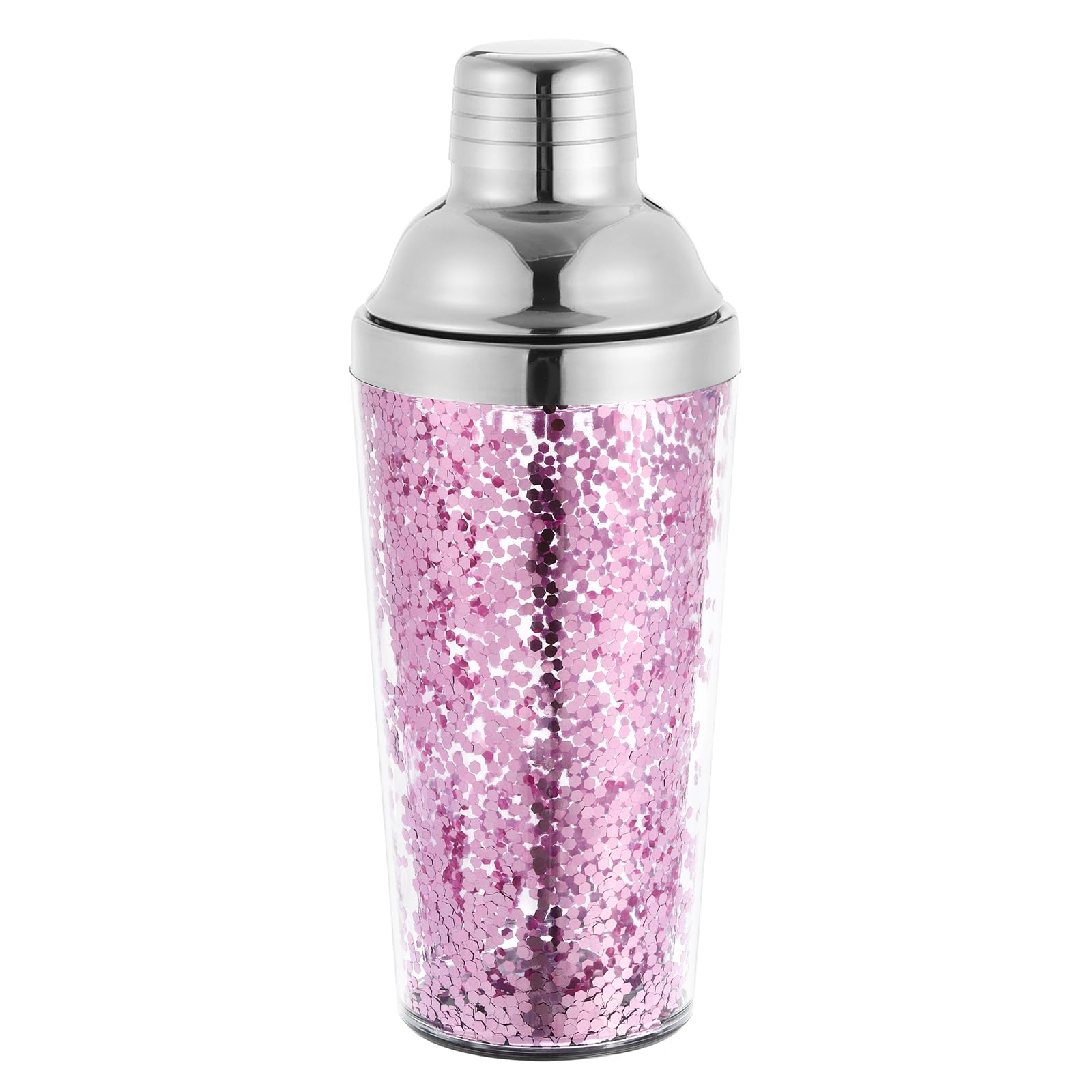 uxcell 16OZ(450ml) Plastic Cocktail Shaker with Strainer, Stainless Steel Top Cocktail Shaker Bottle Wine Mixer Bottle for Bar Party Home Use Wine Shaker Bar Mixing Tool, Light Purple