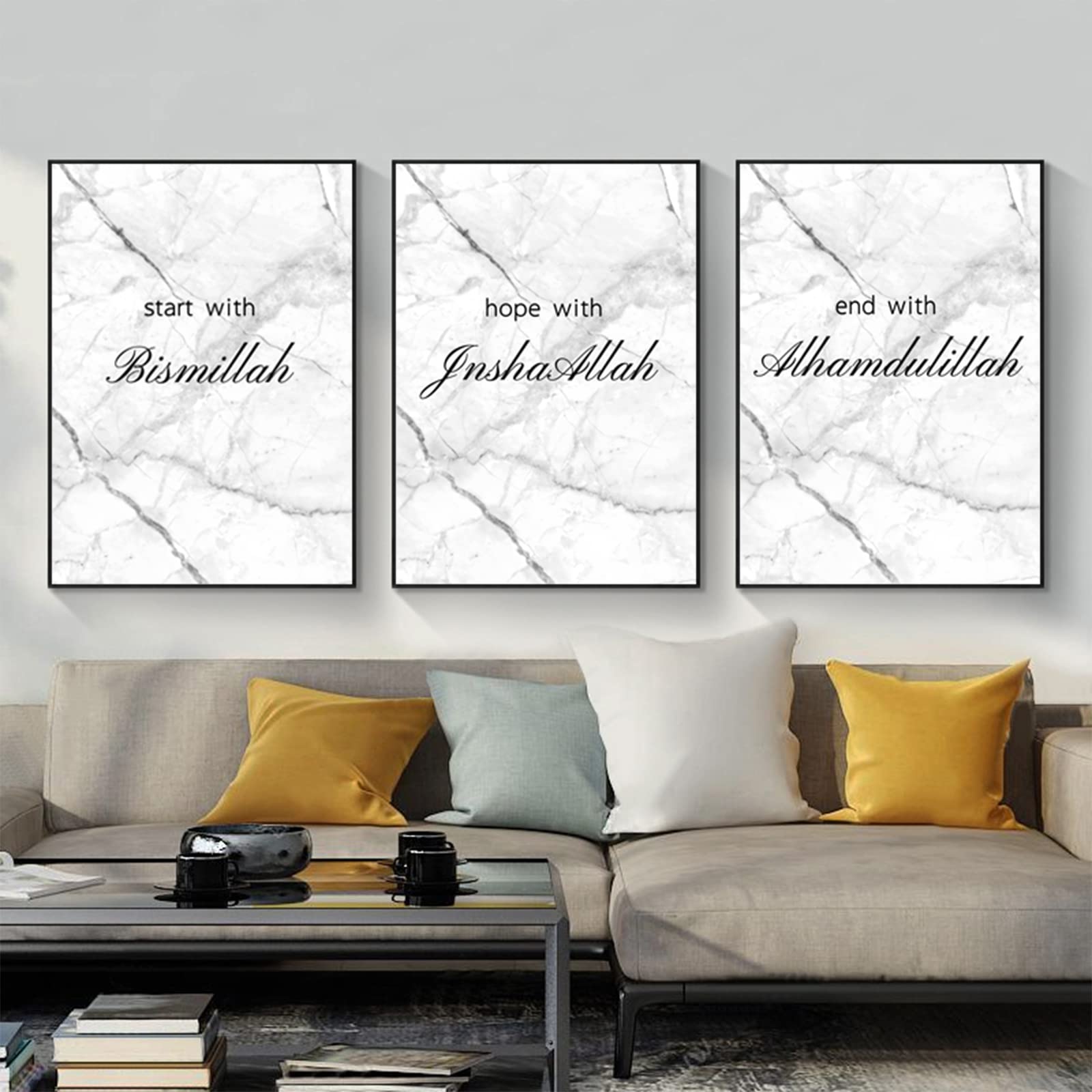 JNAOZI Luxury Liquid Marble Prints, Islamic Wall Art Print for Bedroom, Poster Artworks Without Frame (Styles 2, 20 x 30 cm x 3) — image 1