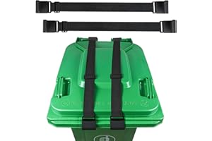 PAKJCKERM 2PCS Adjustable Trash Can Lid Locks Strap, Animal-Proof & Bear & Raccoon Resistant Security Straps for Garbage Cans, Fits 28-96 Gallon Bins, Durable Elastic with Secure Locking Clips