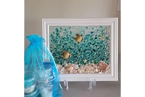 SEQGANTE 2024 New Sea Glass Art Kit for Adults - DIY Resin Beach Photo Frame, Home Decoration Kit (Sea Turtles)