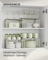 SONGMICS Spice Rack Set of 2 Cupboard Shelves Expandable Metal Wood Cappuccino view 3