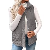 EVALESS Womens Puffer Vest Trendy Lightweight Quilted Jackets | 2026 Trendy Zip Up Stand Collar Button Padded Coat,Fashion Fall Spring Winter Outerwear,Casual Work Business Vacation Outfits