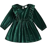 Toddler Baby Girl Velvet Ruffle Long Sleeve Dress Christmas Birthday Party Wedding Dresses Fall Winter Clothes