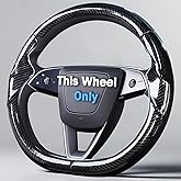 Steering Wheel Cover for Tesla Model 3 2024-Present Highland/Tesla Model Y Juniper 2025-Present, Carbon Fiber Steering Wheel Cover for Tesla Model 3 Highland/Y Juniper Accessories, Glossy Black