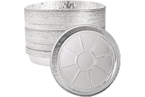 Frcctre 45 Pack 13 Inch Round Aluminum Foil Pans, Heavy Duty Disposable Round Tin Foil Pans Pizza Pans for Baking, Cooking, Storage, Roasting, Reheating - Freezer & Oven Safe