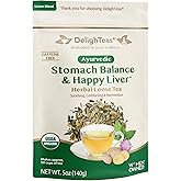 DelighTeas Stomach & Liver Tea | Ayurvedic Herbal Blend for Digestion | Organic Milk Thistle, Fennel, Ginger, Peppermint & Licorice | Vegan, Caffeine-Free, Sugar-Free | Loose Leaf, 50 Servings, 5oz
