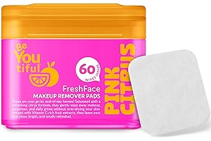 BeYoutiful FreshFace Makeup Remover Face Wipes for Teens and Kids, 60 Make Up Remover Pads, Gentle, Safe Non-Toxic Skincare, Vegan, Vitamin C & Citrus Extracts