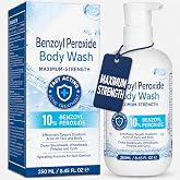 Hermon Benzoyl Peroxide Body Wash: 10% Benzoyl Peroxide Acne Wash for Face, Skin, Butt, and Back Acne - Maximum-Strength Fast-Acting Acne Control Cleanser 8.45 Fl. Oz.