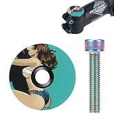 ALEOED 1 1/8 Inch Bike Headset Top Cap | Front Fork Stem Top Cover Bowl Aluminum Alloy with Titanium Bolts for MTB Road Bicycle