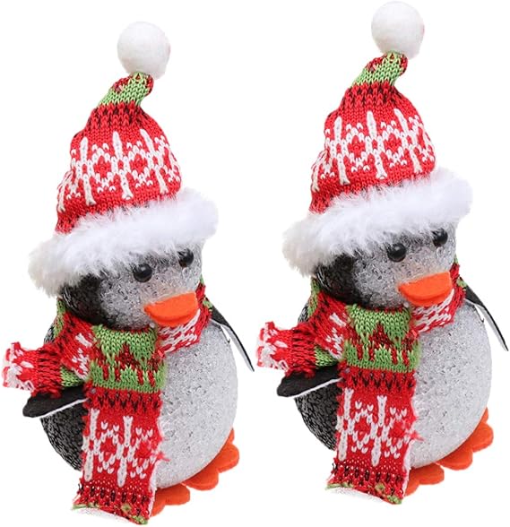 NUOBESTY 2pcs Christmas Penguin Lights Christmas Figurines Led Light