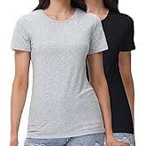 wirarpa Women's T-Shirts Cotton Crew Neck Short-Sleeve Casual Tees Tops Undershirt 2 Pack