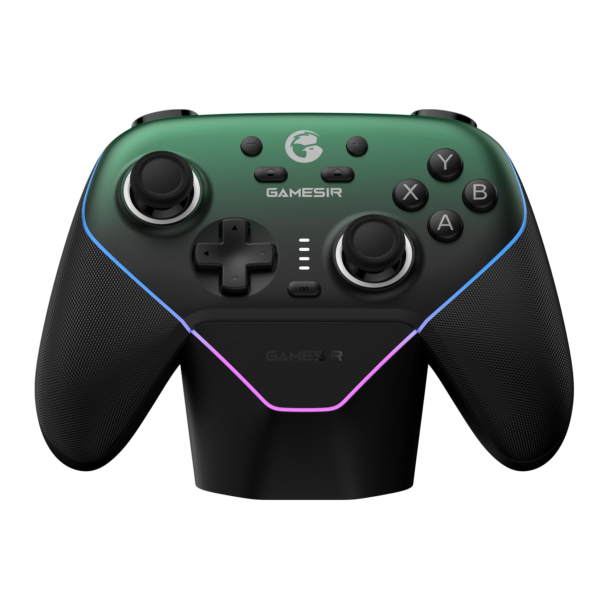 GameSir Super Nova Wireless Gaming Controller for PC/Switch/iOS/Android, Hall Effect Stick & Trigger, RGB Lighting, Swappable ABXY, Detachable Faceplate, 1000mAh with Charging Dock - Green