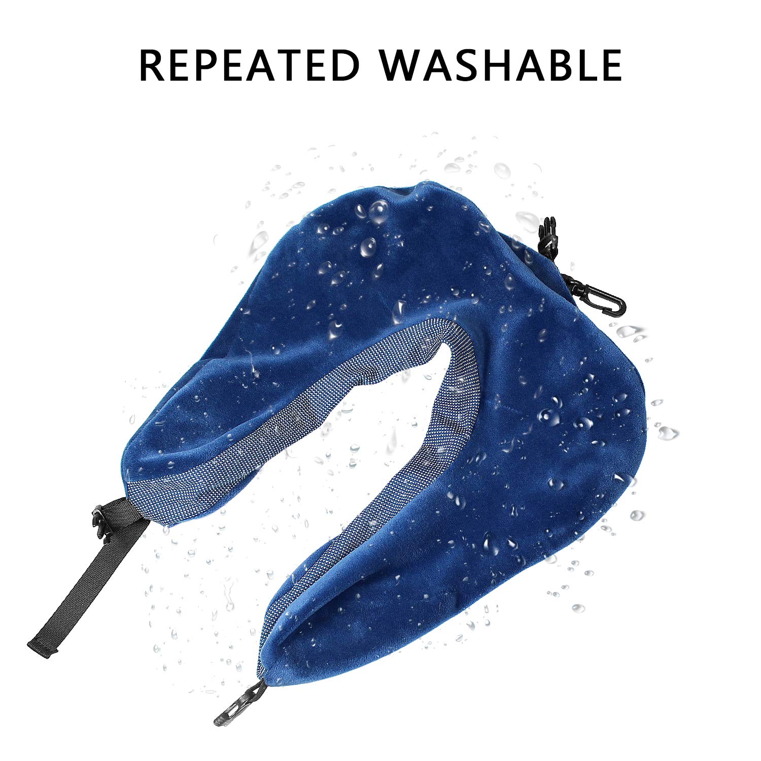 Travel Pillow, Comfortable & Breathable 100% Pure Memory Foam Neck Pillow for Traveling Car Airplane Bus Train with Portable Drawstring Bag(Adult Size, Blue)