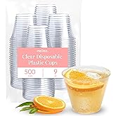 Prestee 500 Clear Plastic Cups - 9 oz Cocktail Cups for Parties and Events, Plastic Cocktail Glasses, Disposable Drinkware - 