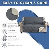 XINEAGE Quilted 2 Seater Sofa Cover Dark Grey with Pockets view 7