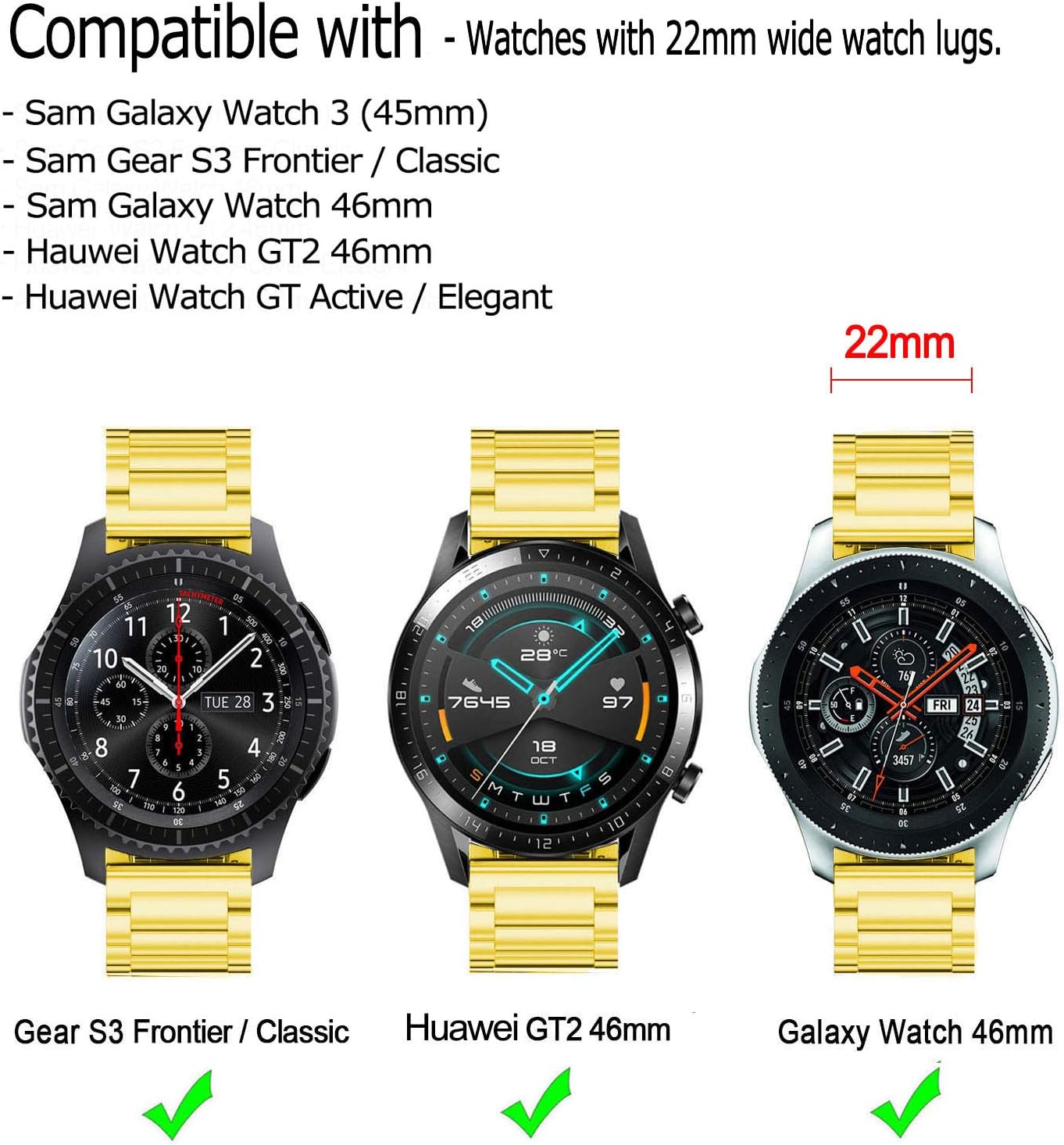 DEALELE Strap Compatible with Samsung Galaxy Watch 46mm / Galaxy 3 45mm - Image 4
