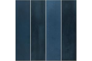 sunwings 16-Sheet Peel and Stick Backsplash Tile 9" x 9" Stacked 3D Handmade Looks Square Self Adhesive Wall Tiles for Kitchen Bathroom, Blue