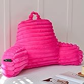 Yaoshuho Large Reading Pillow for Adults, Back Support Pillow for Sitting Up in Bed with Arms, Couch for Lounging Bedrest, Hot Pink