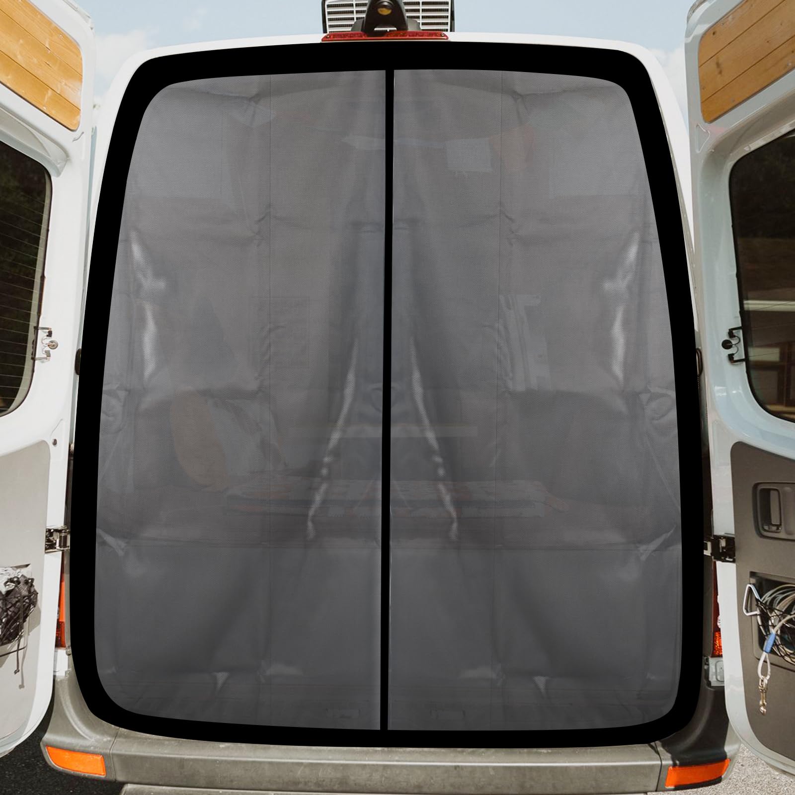 Photo 1 of LFGUD 65''H x 65''W Van Bug Screen Universal Size Rear Door Window Covers with Magnetic Closure Car Window Screens for Camping Fits Standard Roof Mercedes Sprinter Ford Transit and RAM Promaster