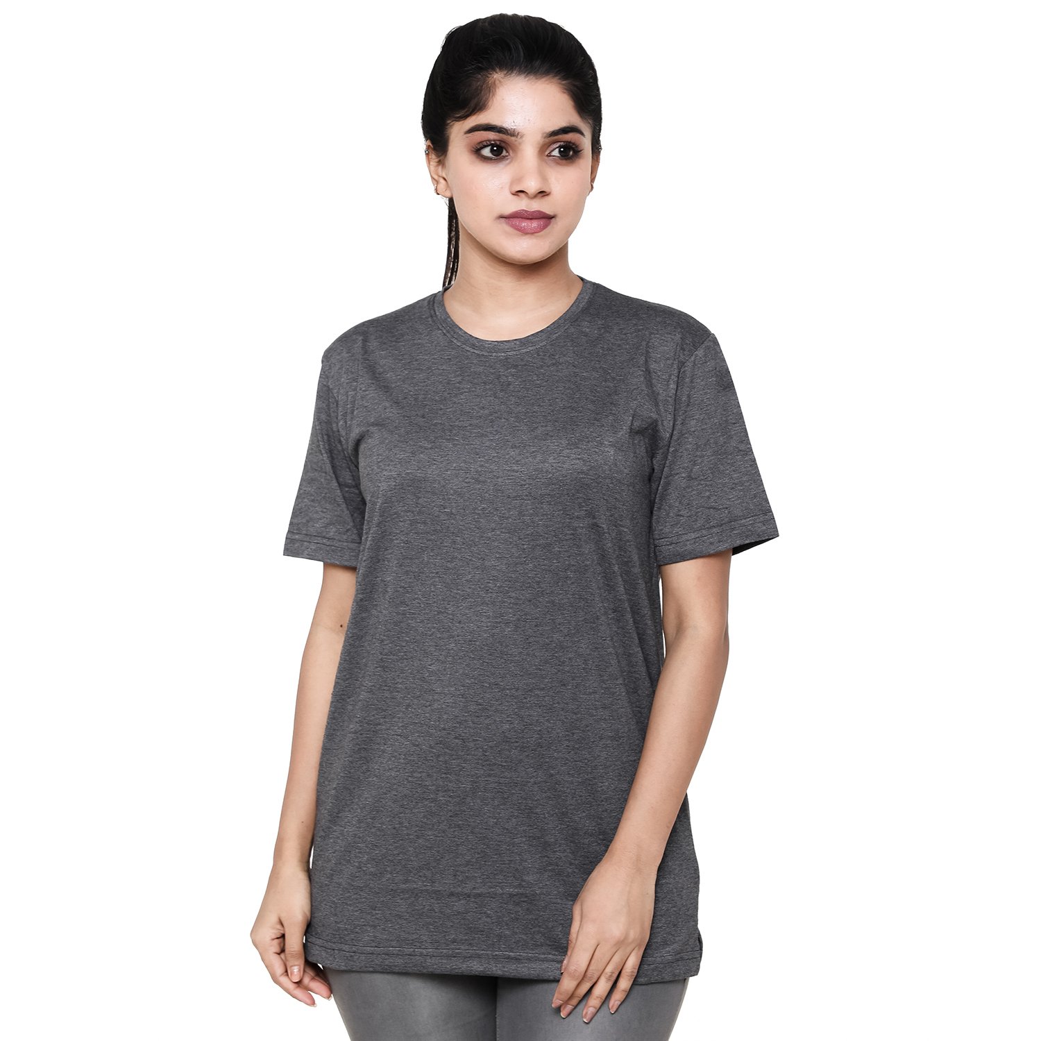 easy 2 wear womens t-shirts dark grey (size s to 4xl) loose and long fit