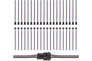 VIPMOON 20 Pairs of 4PIN JST SM 15cm Cable Male + Female Plug Connectors, JST 4 Pin Connectors for SMD 3528, 5050, WS2801 RGB