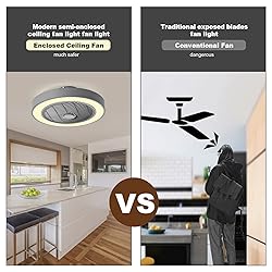 Jinweite Ceiling Fan with Light, 19 inches LED
