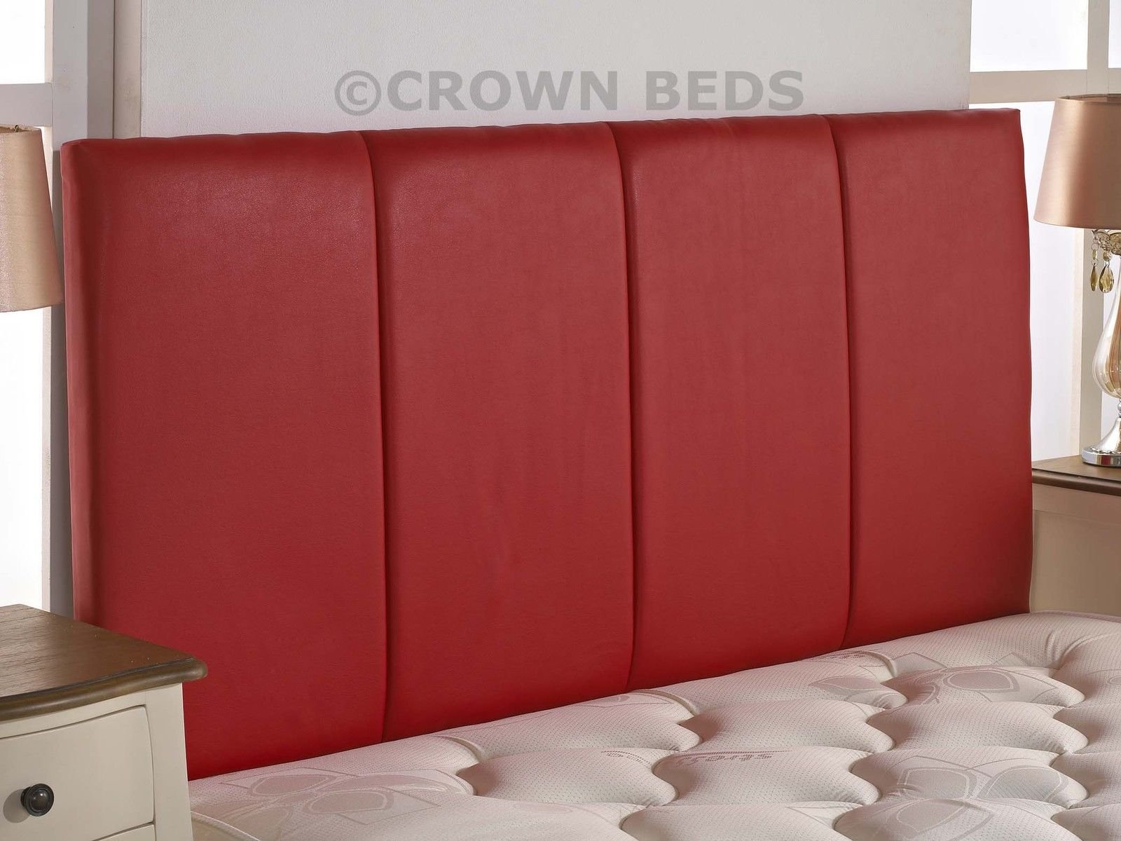 QUALITY FAUX LEATHER SANDRINGHAM HEADBOARD IN 2ft6,3ft,4ft,4ft6,5ft,6ft NEW!!!!! (4FT SMALL DOUBLE, RED)