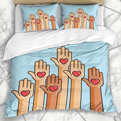 Haniluc Bettwasche Bettwascheset Spenden Sie Nachstenliebe Spende Geben Anteil Ihr Liebes Abstraktes Humanitares Blut Handherz Design Mikrofaser Weich Dreiteilig135 200 Amazon De Kuche Haushalt