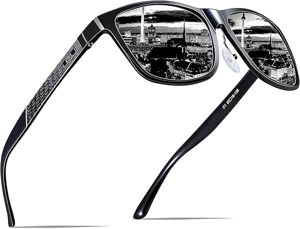 ATTCL Sonnenbrille Herren Polarisiert Für Autofahren: UV400 Schutz Leicht AL-MG Rahmen Verspiegelte Scheibe Wanderung Reise