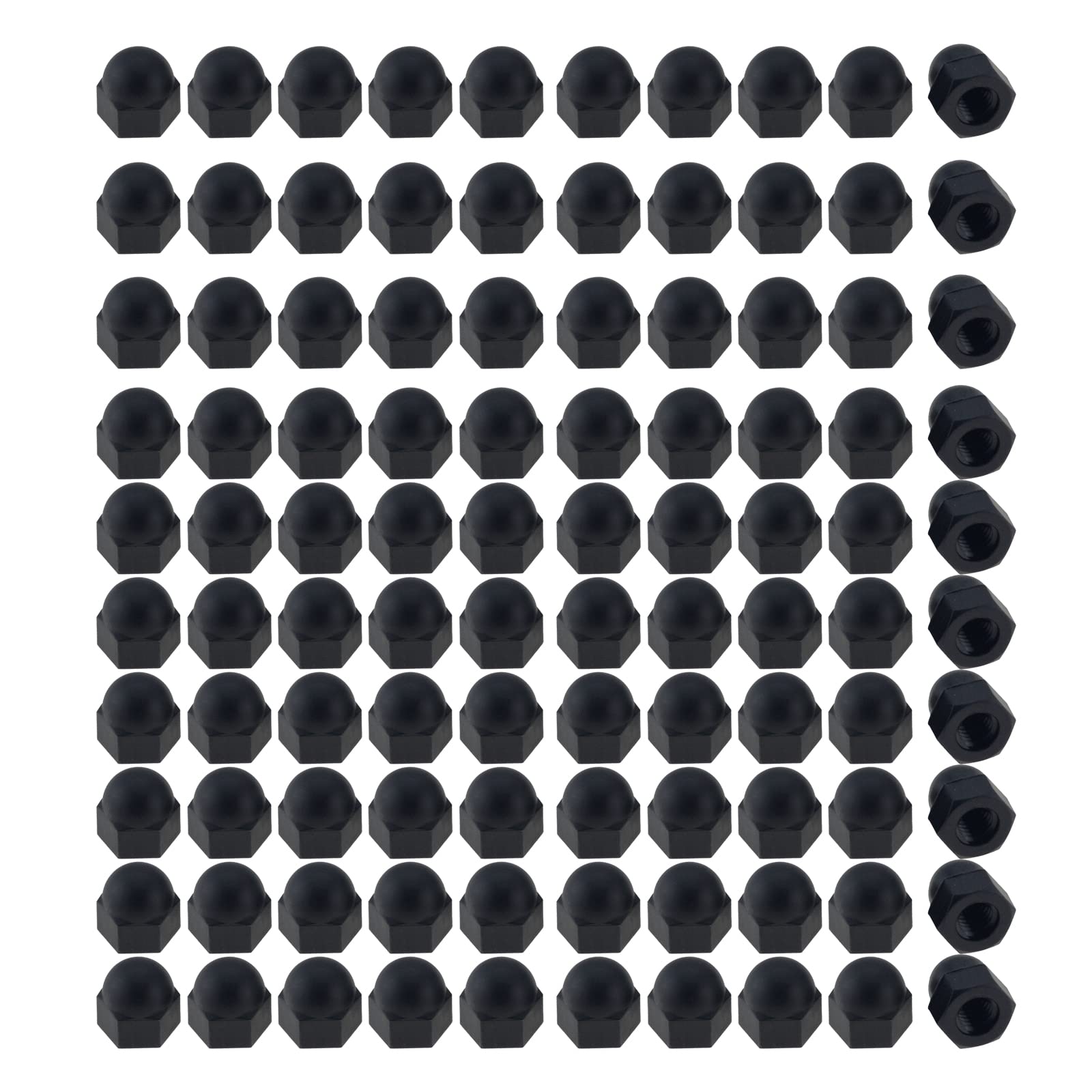 M8 Cap Nuts, 100 Pcs Black Nylon Acorn Dome Head Hex Nuts, Thread Bolt Caps Nuts, Protector Covers for Screws Bolts