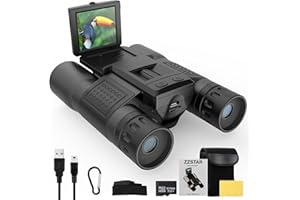 ZZSTAR 12x32 Binoculars with Built-in Camera, 2" LTPS Display 5MP 1080P Video Photo Recorder with 32GB Micro SD Card, High Powered Binoculars for Bird Watching Travel Hunting, Black
