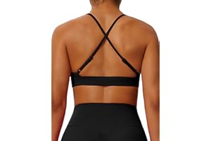 Clilopoal Sports Bra for Women Padded Adjustable Cross Back Triangle Bralette Low Support V-Neck Yoga Workout Everyday Bras